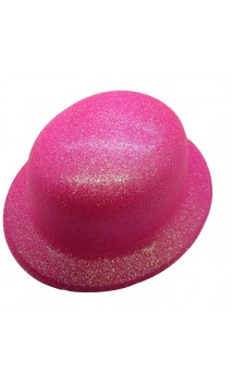 Chapeau melon fuschia pailleté