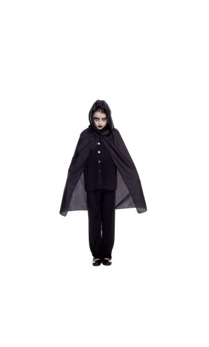 Cape à capuche noire 70 cm