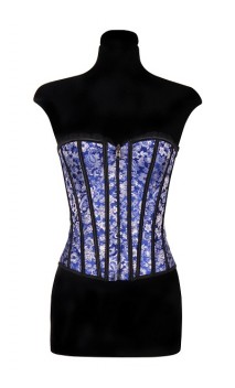 Corset bustier brocardé bleu