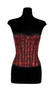 Corset bustier brocardé rouge