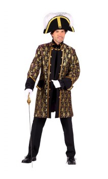 Veste marquis noire brocart en location