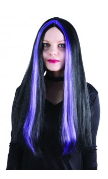 Perruque sorcière mèches violette
