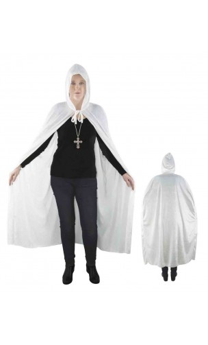 Cape velours blanc avec capuche 140cm