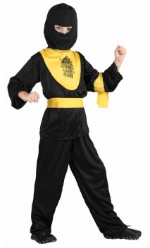 Déguisement ninja noir et jaune enfant