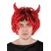 Perruque diable rouge et noir avec cornes
