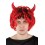Perruque diable rouge et noir avec cornes