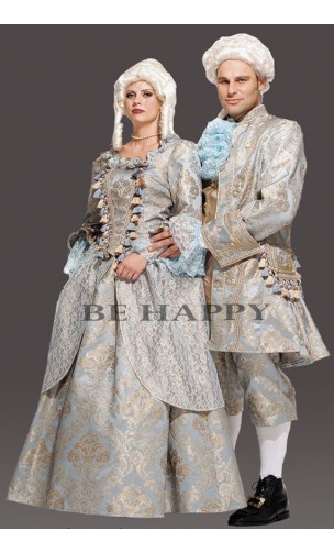 Costume marquis baroque bleu luxe en location chez Be Happy à Paris