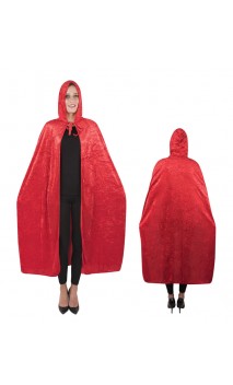 Cape velours rouge à capuche
