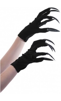 Gants sorcière avec ongles noire pour déguisement halloween, loup garou, monstre en vente