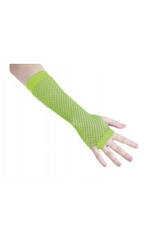 Gants mitaines résille vert fluo pour déguisement en vente
