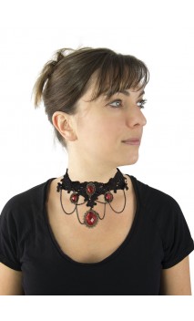 collier ras de cou gothique rouge
