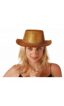 Chapeau cowboy paillette doré