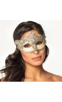 Masque loup baroque écru pour déguisement Versailles, Venise, Bal masqué ou carnaval en vente chez Be Happy