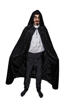 Cape velours noir avec capuche