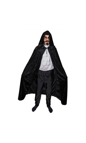 Cape velours noir avec capuche