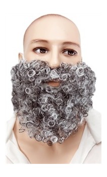 Barbe et moustache frisée gris